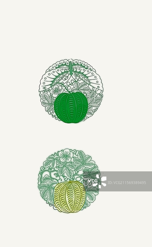 插画素材,中国古代吉祥图案,瓜瓞绵绵图片素材