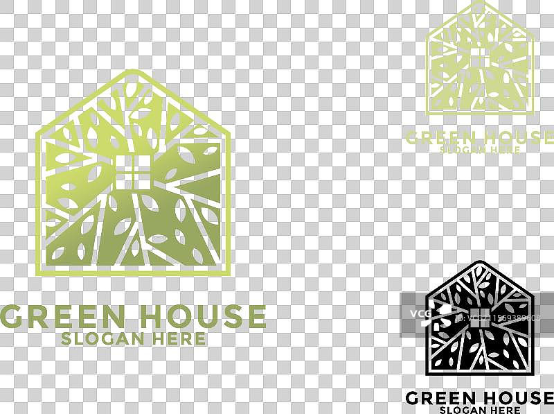 树屋的绿色线条风格logo设计图片素材