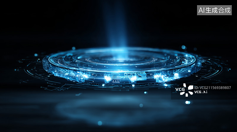 【AI数字艺术】未来科技全息投影平台图片素材