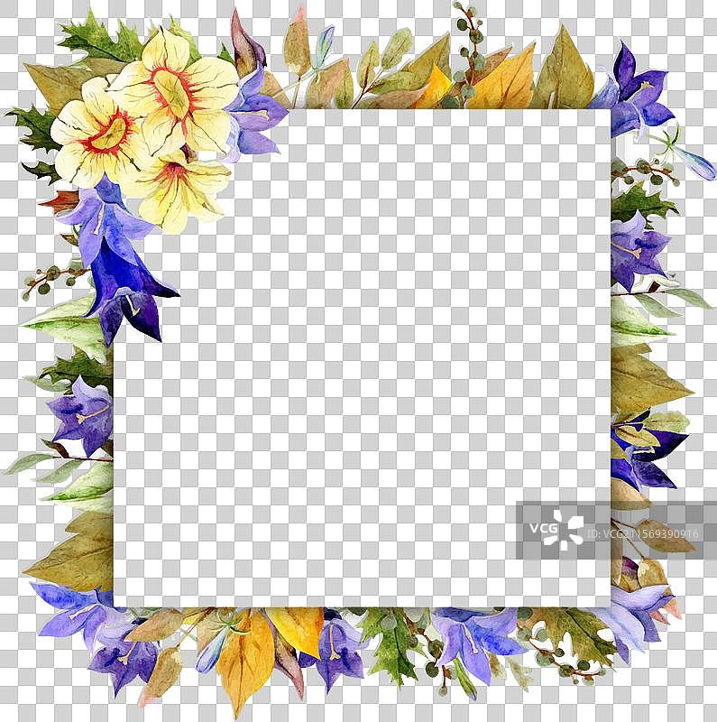 手绘水彩框架排列图片素材