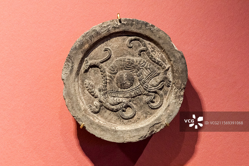 陕西历史博物馆秦汉馆四神纹瓦当汉代1953年西北文化局移交图片素材