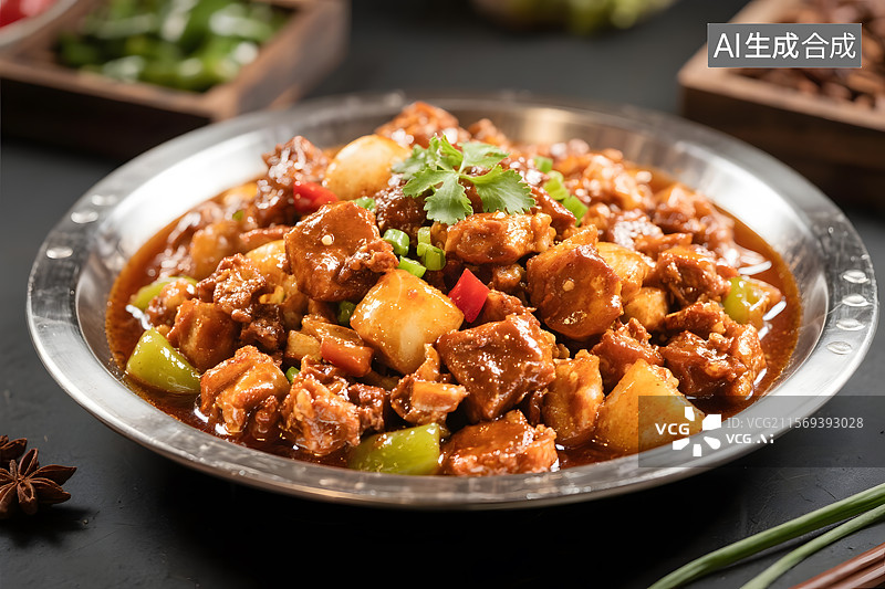 【AI数字艺术】色香味俱全的大盘鸡图片素材