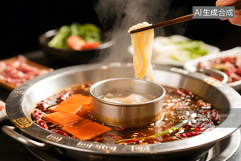 【AI数字艺术】热气腾腾的麻辣火锅图片素材