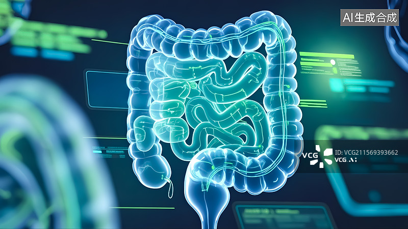 【AI数字艺术】人体肠道器官三维插画图片素材