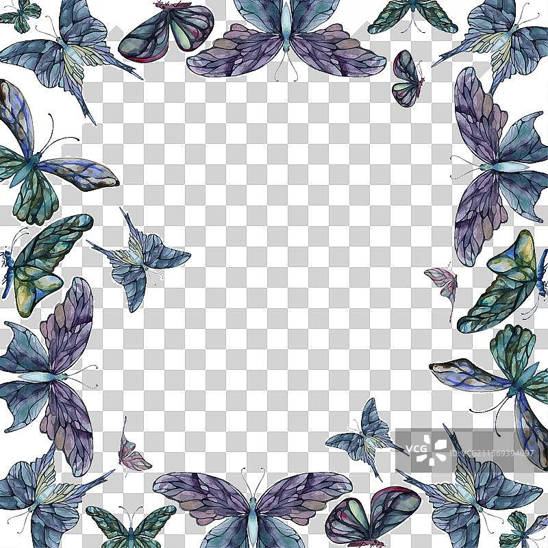 手绘水彩蝴蝶仙女翅膀宝石图片素材