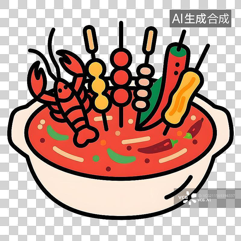 【AI数字艺术】麻辣鲜香小龙虾串串火锅图片素材