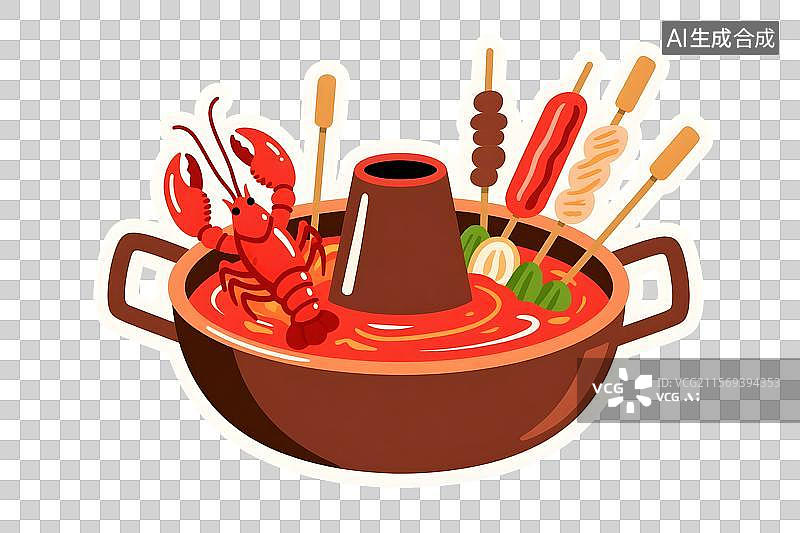 【AI数字艺术】麻辣鲜香小龙虾串串火锅图片素材