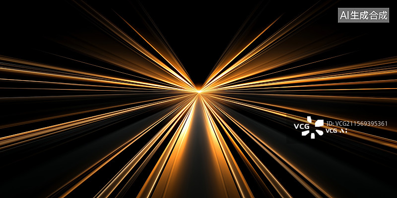 【AI数字艺术】金色光线汇聚图片素材