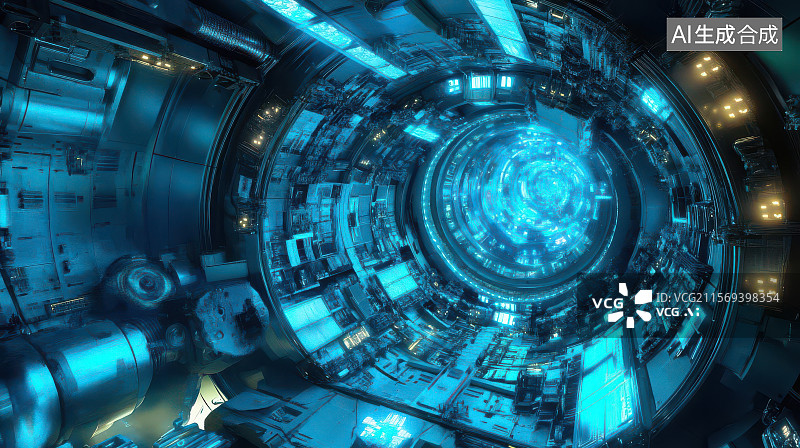 【AI数字艺术】科幻机械核心装置光效特写图片素材
