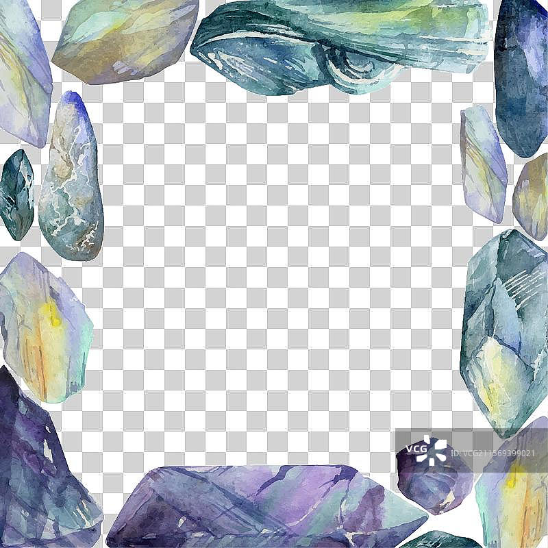 手绘水彩珍贵宝石水晶图片素材
