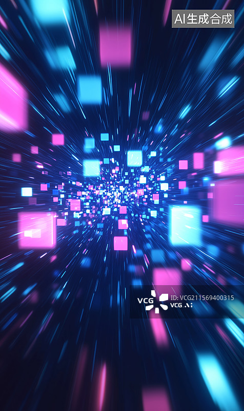 【AI数字艺术】光影魔方无限延伸图片素材