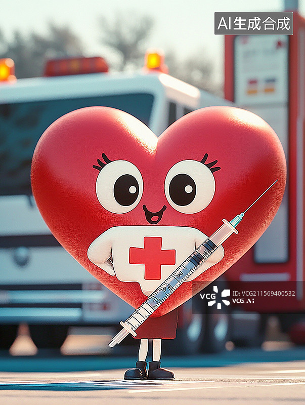 【AI数字艺术】爱心献血车，公益活动图片素材
