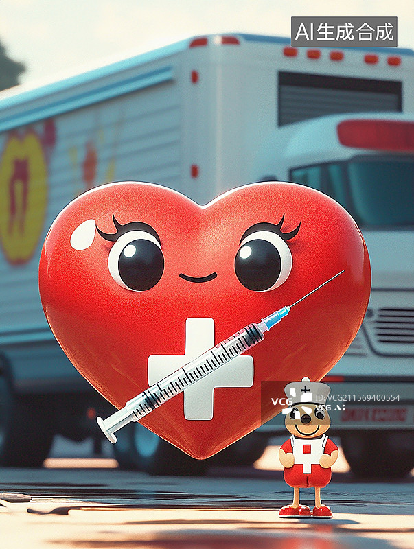 【AI数字艺术】爱心献血车，公益活动图片素材