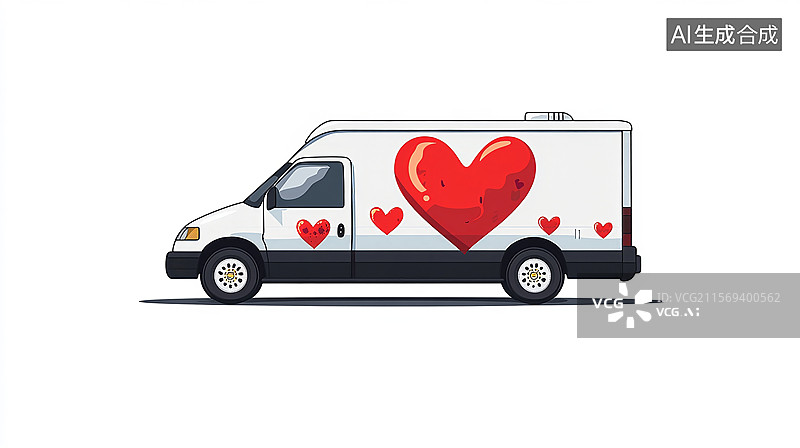 【AI数字艺术】爱心献血车，公益活动图片素材