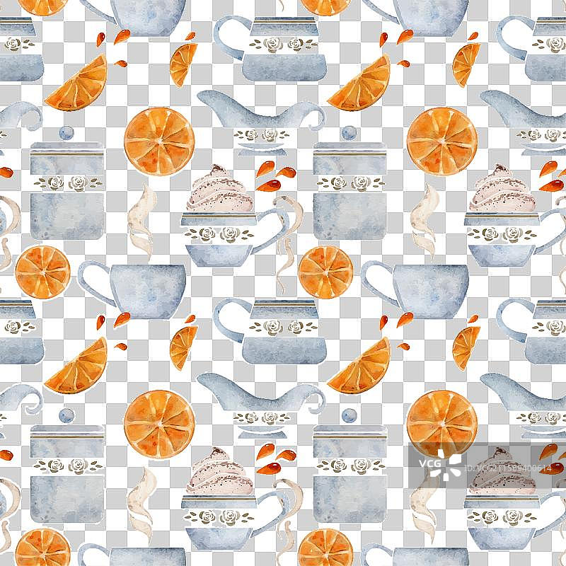 水彩手绘无缝图案与图片素材