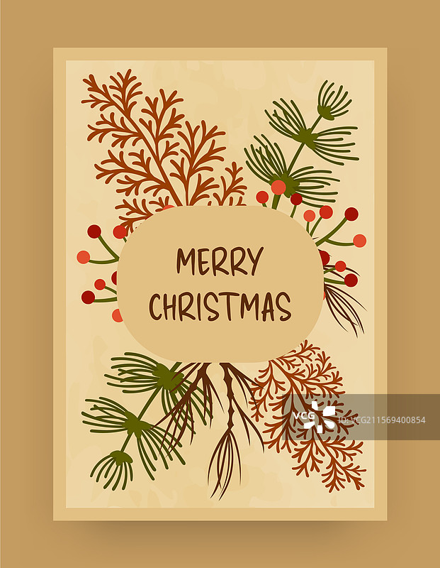圣诞快乐，冬季植物，浆果和图片素材