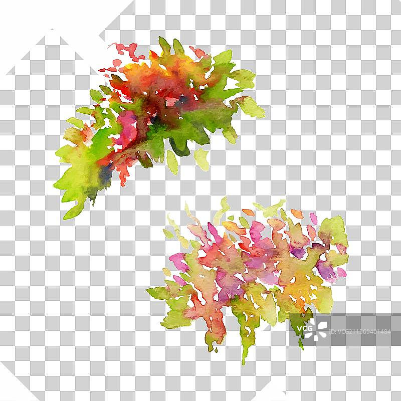 手绘水彩春季园艺抽象画图片素材