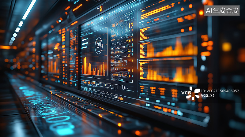 【AI数字艺术】未来科技控制室图片素材