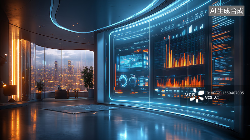 【AI数字艺术】未来科技控制室图片素材