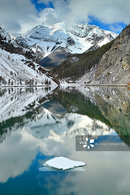 雪山环绕的湖泊美景图片素材