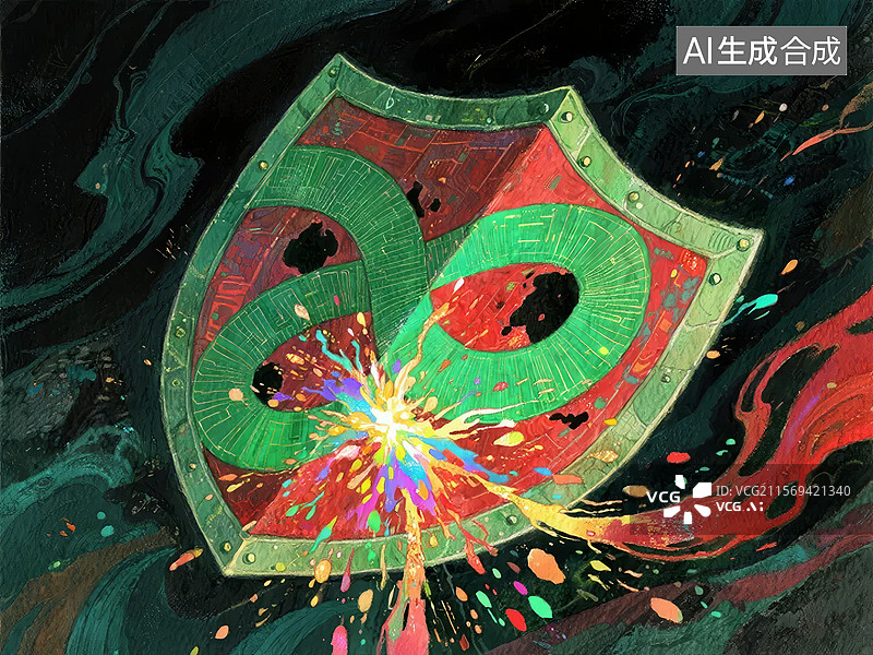 【AI数字艺术】彩色爆炸冲击盾牌图片素材
