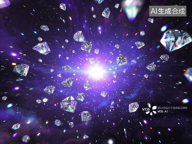 【AI数字艺术】宇宙中的钻石光芒图片素材