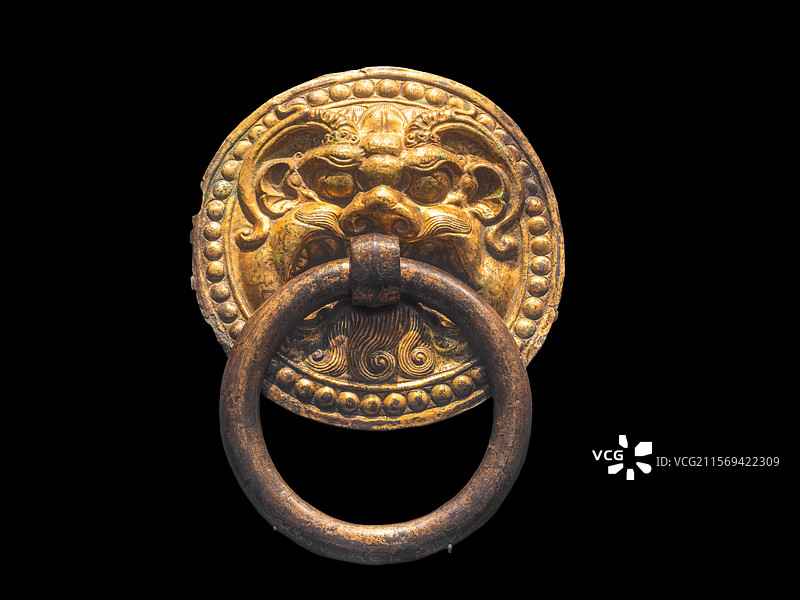 陕西历史博物馆藏唐朝文物鎏金铺首图片素材