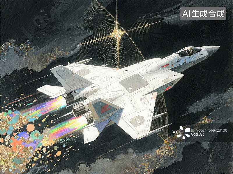 【AI数字艺术】未来战斗机在太空发射导弹图片素材