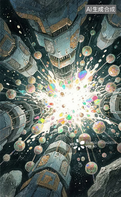【AI数字艺术】未来城市中的爆炸场景图片素材