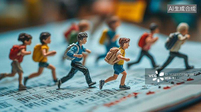 【AI数字艺术】答题卷上高考冲刺的学生，抽象概念图图片素材