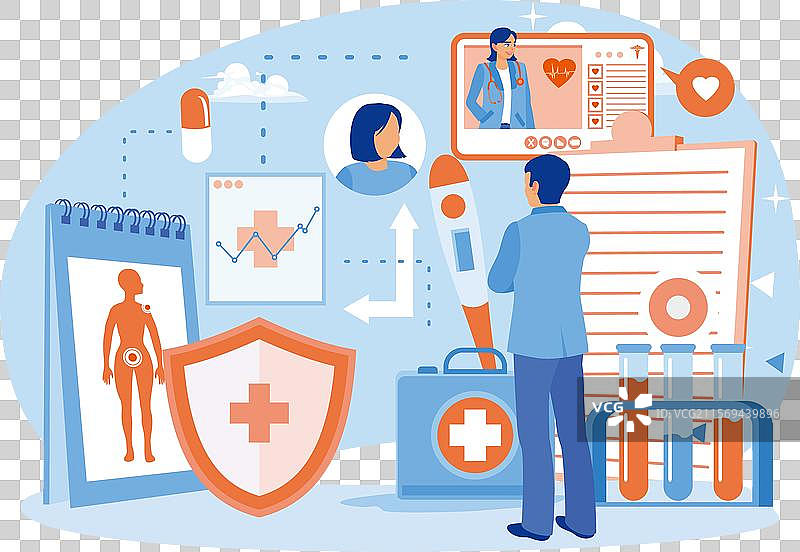 在线健康服务，男子正在检查健康状况图片素材