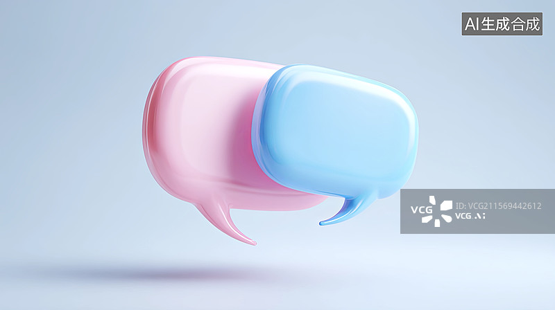 【AI数字艺术】粉色和蓝色对话气泡图片素材