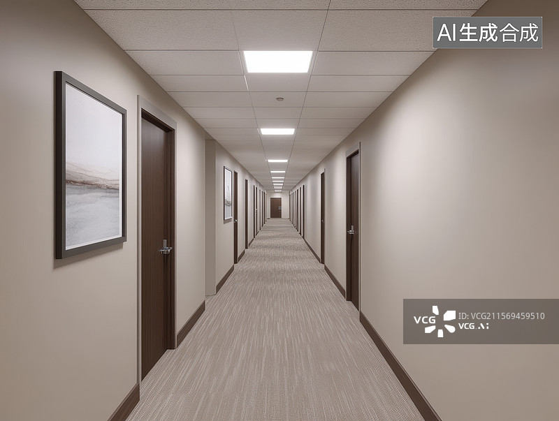 【AI数字艺术】现代办公走廊图片素材