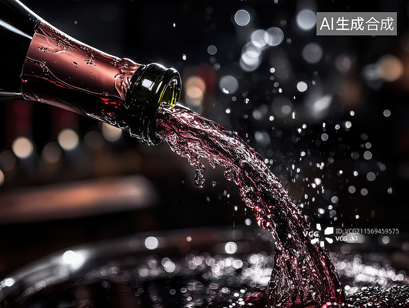【AI数字艺术】红酒从瓶中倒出图片素材