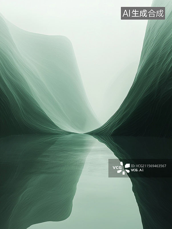 【AI数字艺术】山谷河流通向远方极简图图片素材