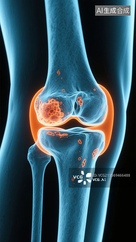 【AI数字艺术】膝关节解剖结构示意图图片素材