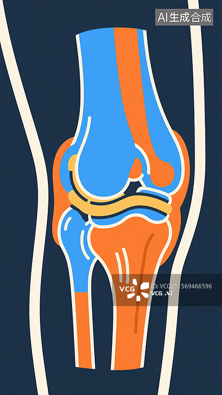 【AI数字艺术】膝关节解剖结构图图片素材