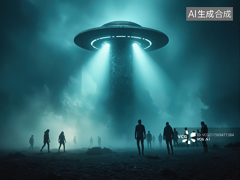 【AI数字艺术】神秘飞碟降临图片素材