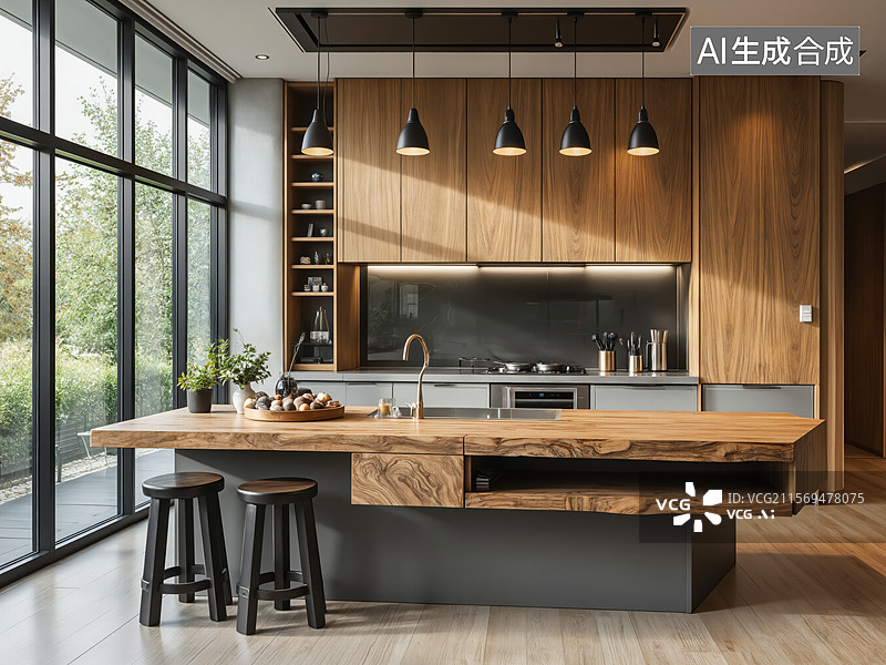 【AI数字艺术】现代厨房设计图片素材
