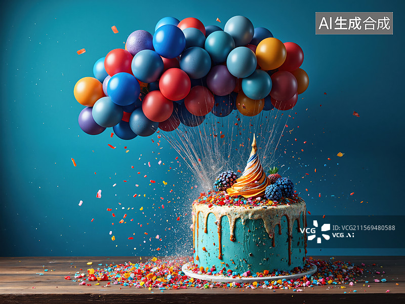 【AI数字艺术】生日蛋糕派对图片素材