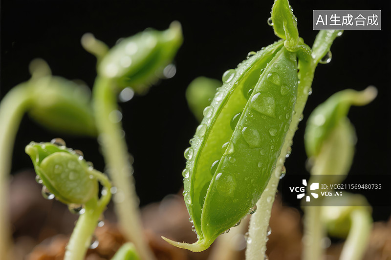 【AI数字艺术】绿豆芽的萌发图片素材