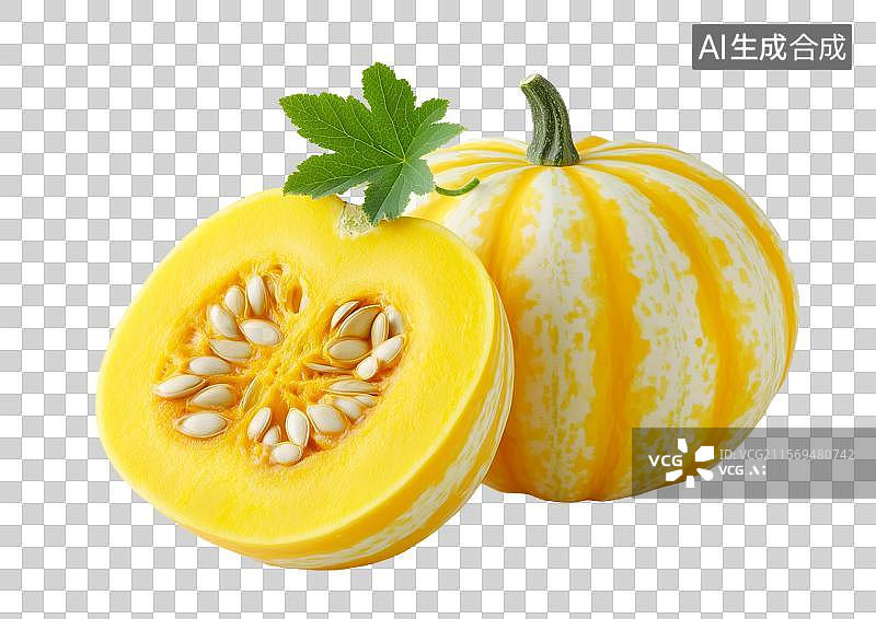 【AI数字艺术】【免抠png素材】新鲜的金色南瓜图片素材