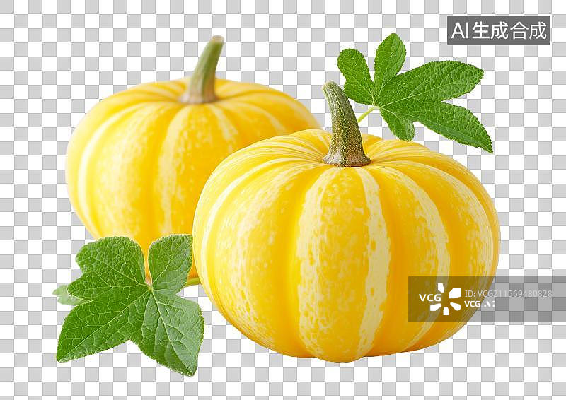 【AI数字艺术】【免抠png素材】新鲜的金色南瓜图片素材