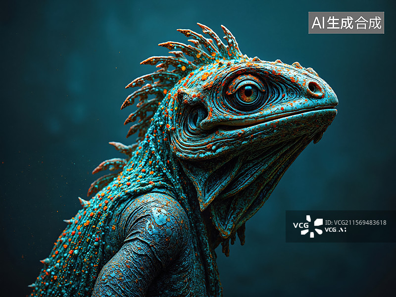 【AI数字艺术】神秘蓝色蜥蜴图片素材