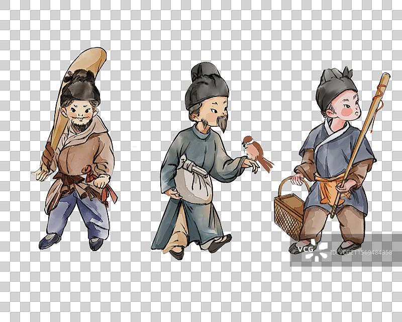 国风人物插画系列，展现少年英雄、文星神童与市井艺童，适用于国风文创、教育插画及文化宣传类场景。图片素材