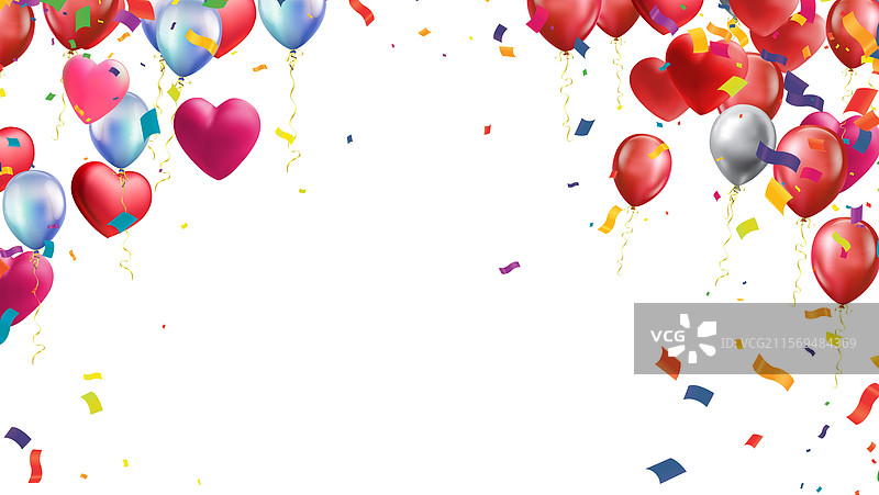 一束五颜六色的心形铝箔气球图片素材