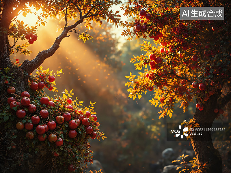 【AI数字艺术】秋日丰收景象图片素材