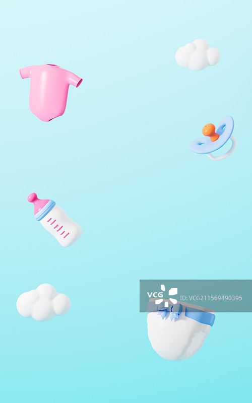 婴儿用品电商背景3D渲染图片素材