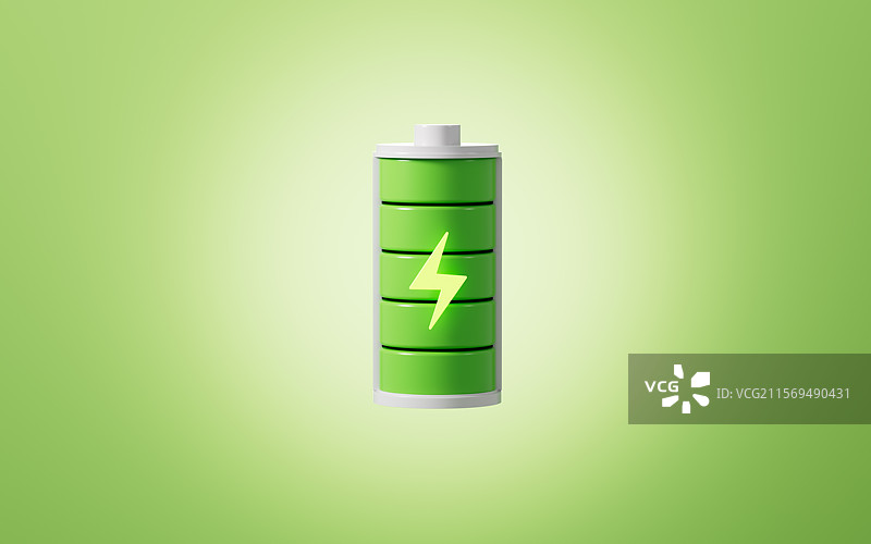 绿色电池电能环保概念3D渲染图片素材