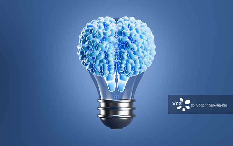 创意大脑读书智慧概念3D渲染图片素材